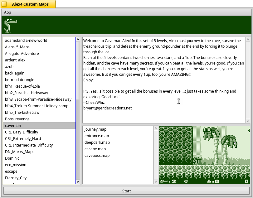 A collection of Alex4 levels with a GUI
