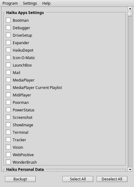 Simple Backup program for Haiku