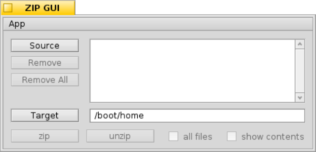 GUI for the command line tool zip